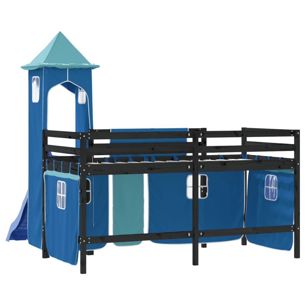 vidaXL Cama alta para niños con torre madera pino azul 80x200 cm