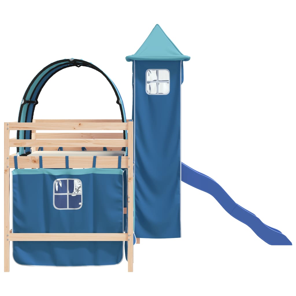 vidaXL Cama alta para niños con torre madera pino azul 80x200 cm