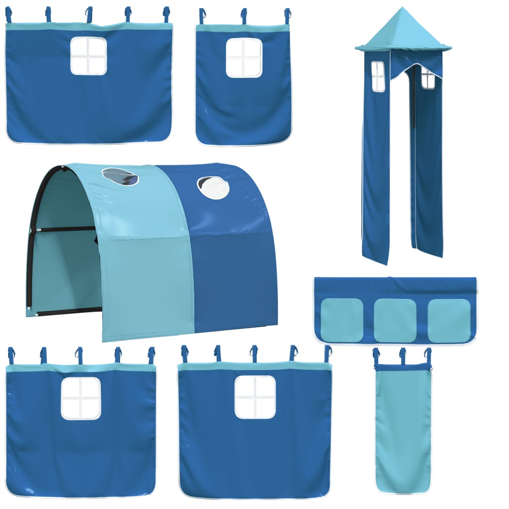 vidaXL Cama alta para niños con torre madera pino azul 80x200 cm