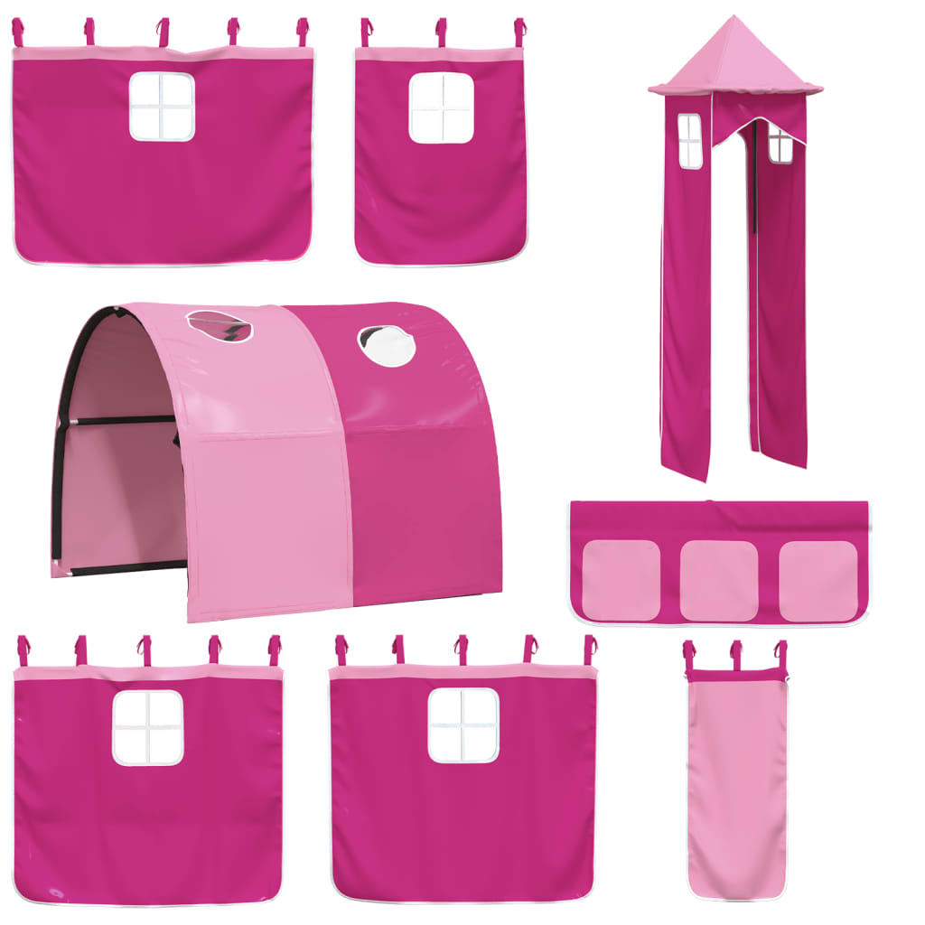 vidaXL Cama alta para niños con torre madera pino rosa 80x200 cm