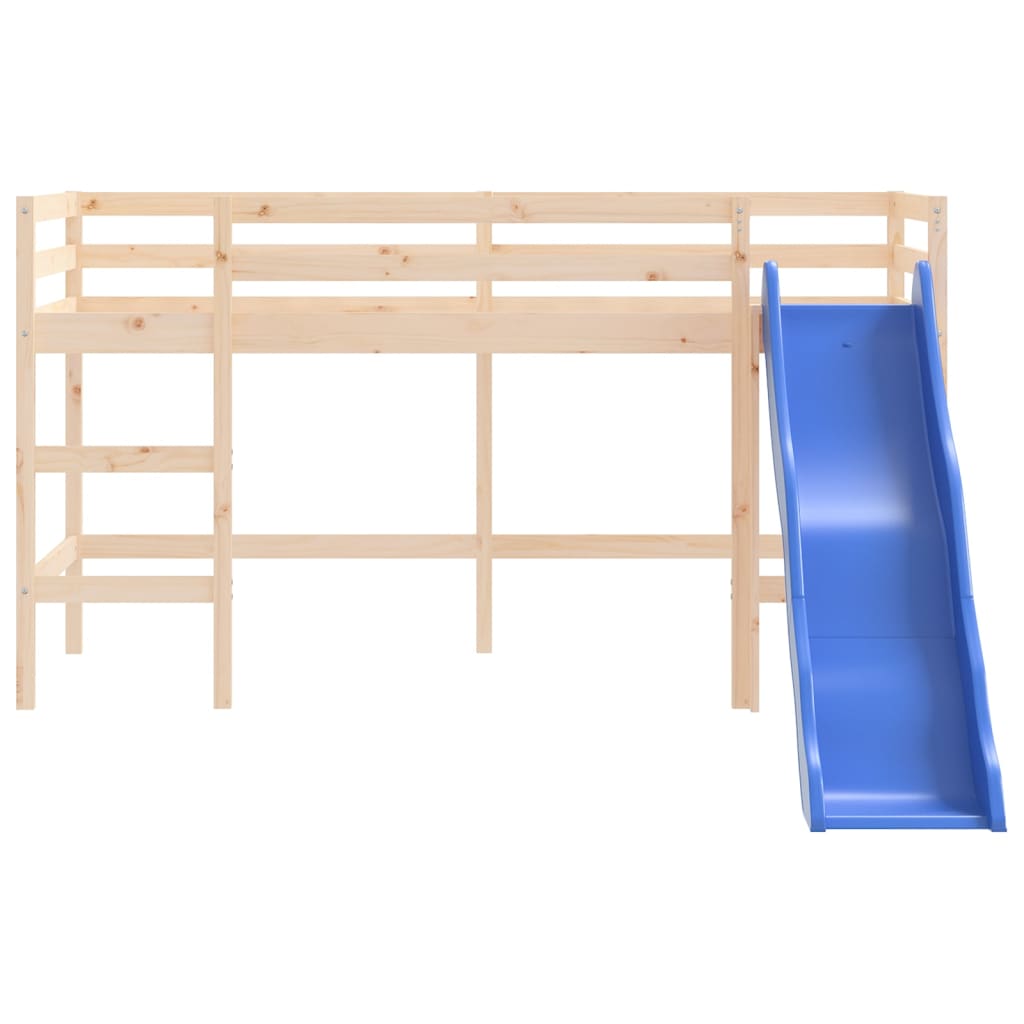 vidaXL Cama alta para niños con tobogán madera maciza pino 90x200 cm