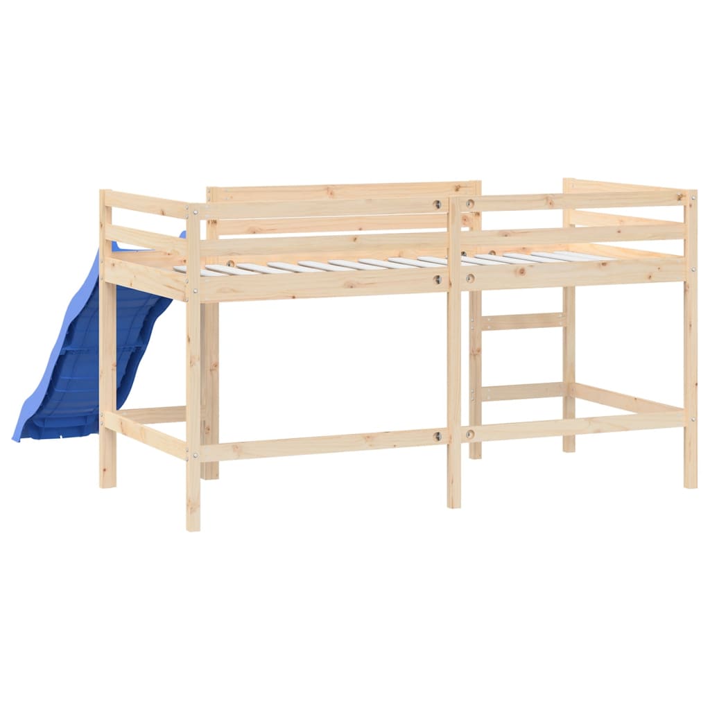 vidaXL Cama alta para niños con tobogán madera maciza pino 90x200 cm