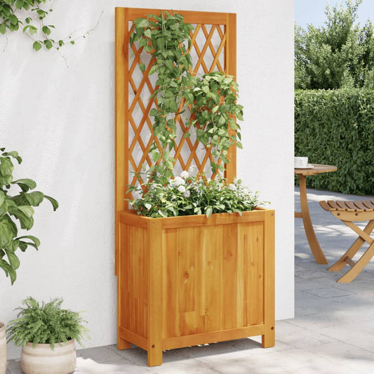 vidaXL Jardinera con enrejado y estante acacia maciza 55x29,5x132 cm