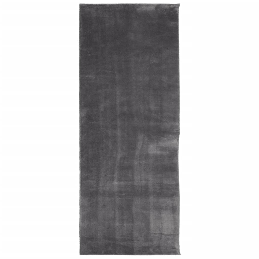 vidaXL Alfombra de pelo corto suave lavable HUARTE antracita 80x200 cm