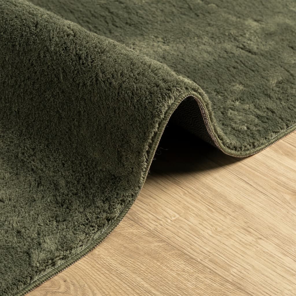 vidaXL Alfombra pelo corto suave lavable HUARTE verde bosque 60x110 cm