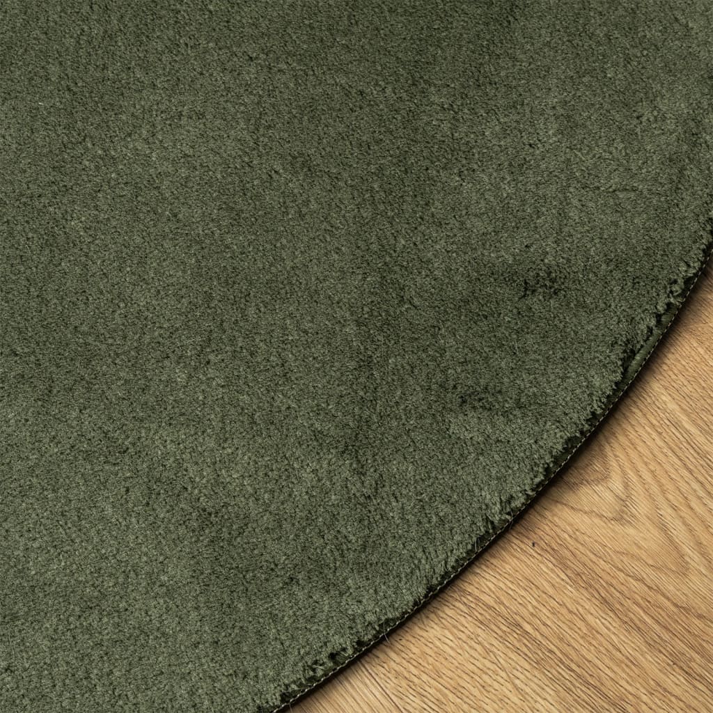 vidaXL Alfombra pelo corto suave lavable HUARTE verde bosque Ø 100 cm