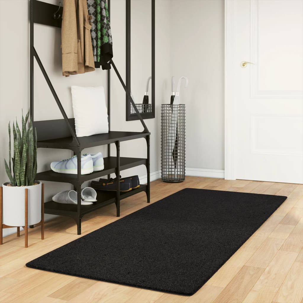 vidaXL Alfombra de pelo corto suave lavable HUARTE negro 80x200 cm