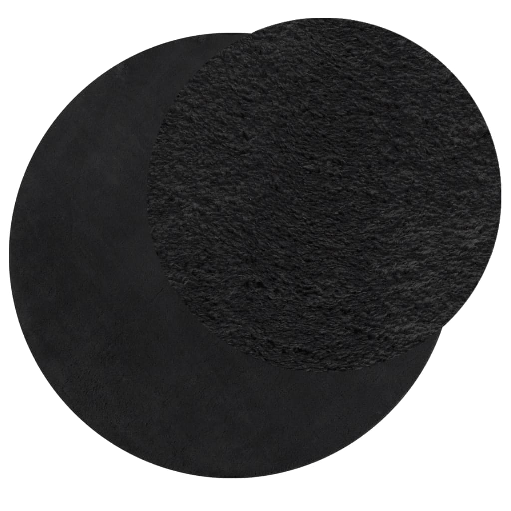 vidaXL Alfombra de pelo corto suave lavable HUARTE negro Ø 100 cm