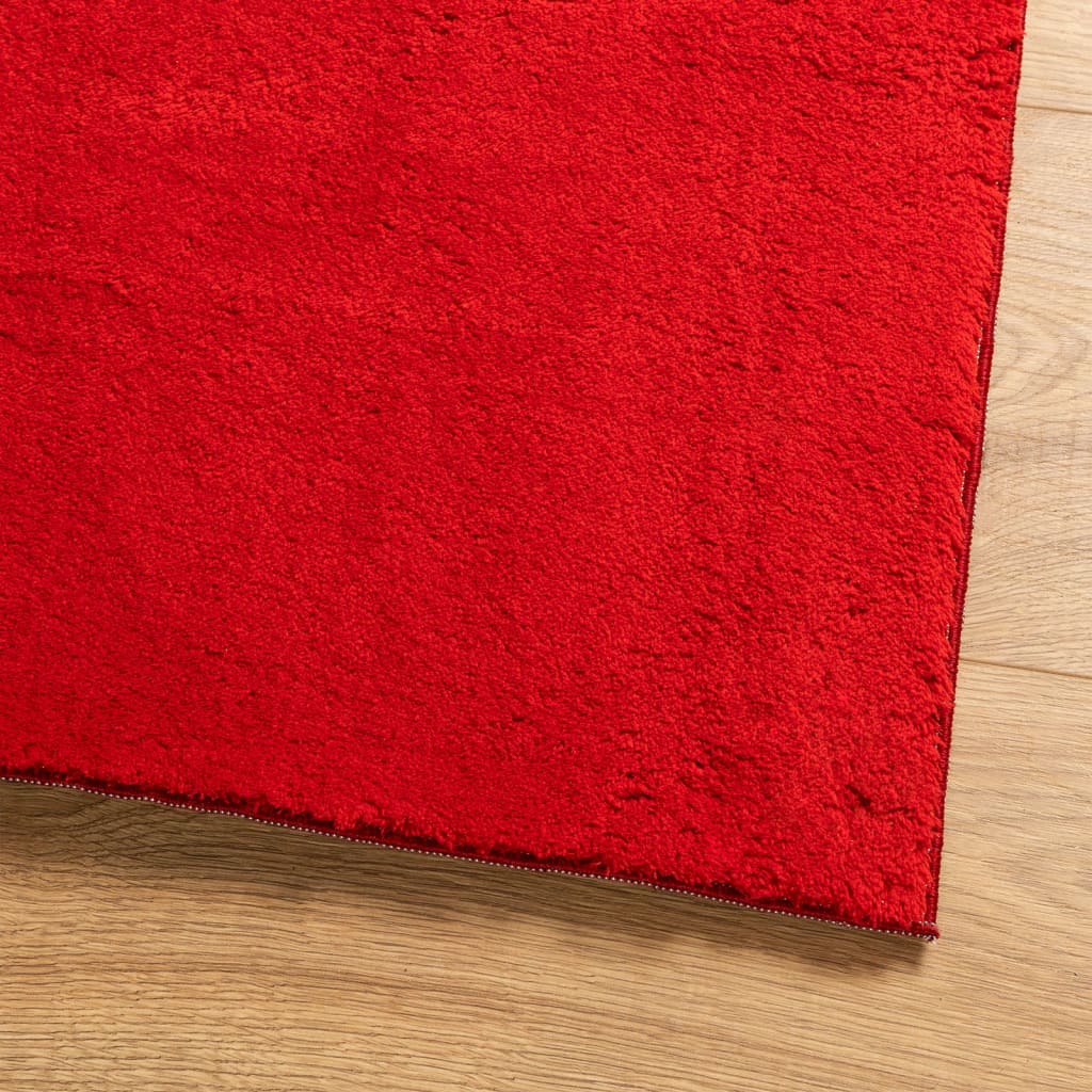 vidaXL Alfombra de pelo corto suave lavable HUARTE rojo 80x250 cm