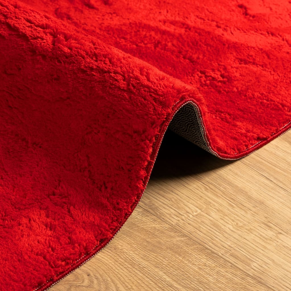 vidaXL Alfombra de pelo corto suave lavable HUARTE rojo 80x250 cm