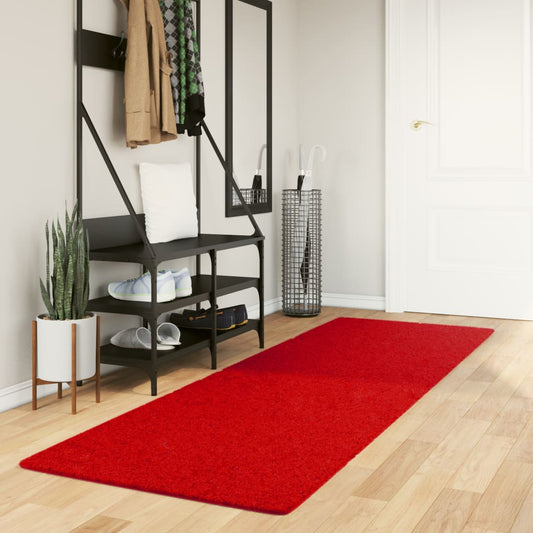 vidaXL Alfombra de pelo corto suave lavable HUARTE rojo 80x250 cm