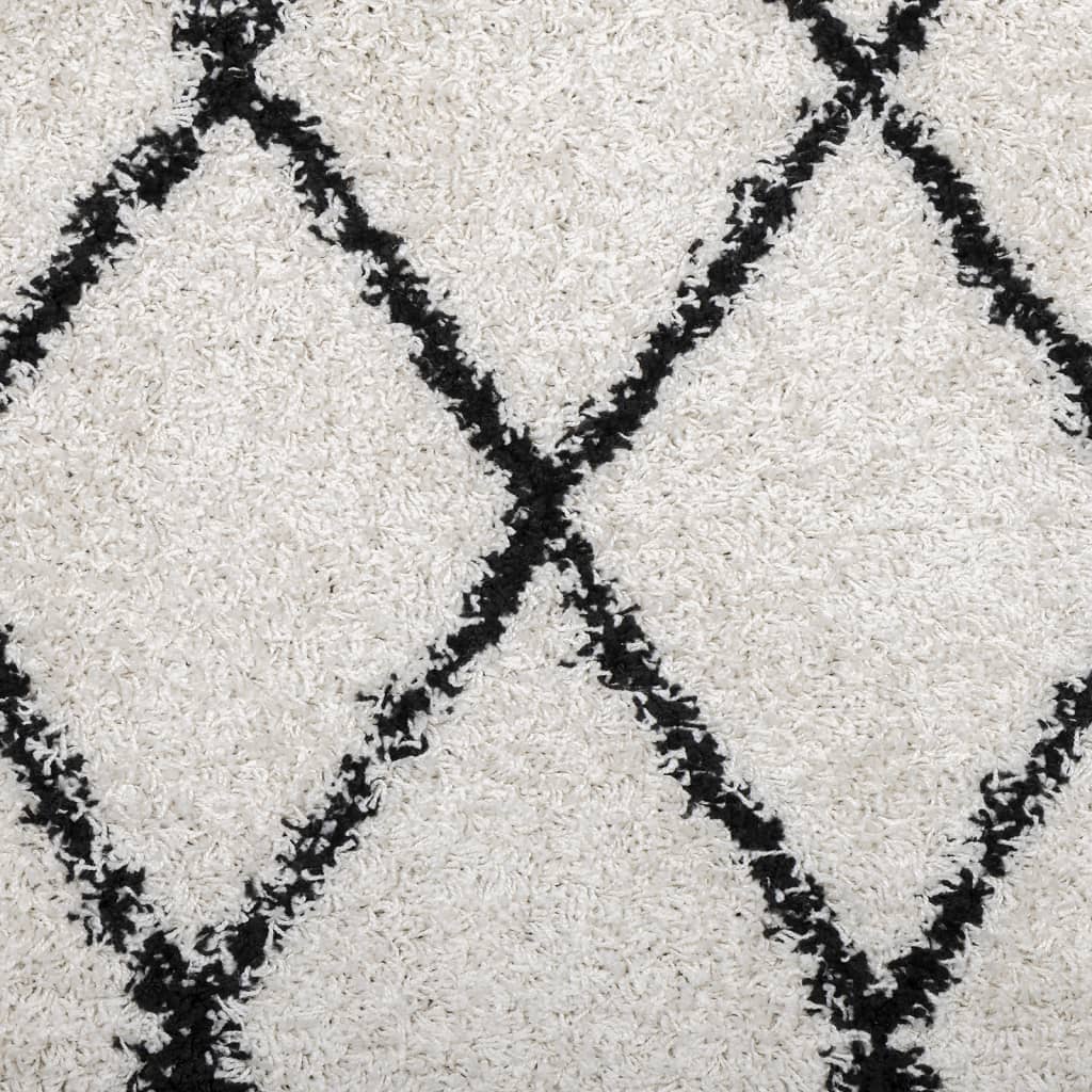 vidaXL Alfombra de pelo largo moderna PAMPLONA crema y negro 80x200 cm