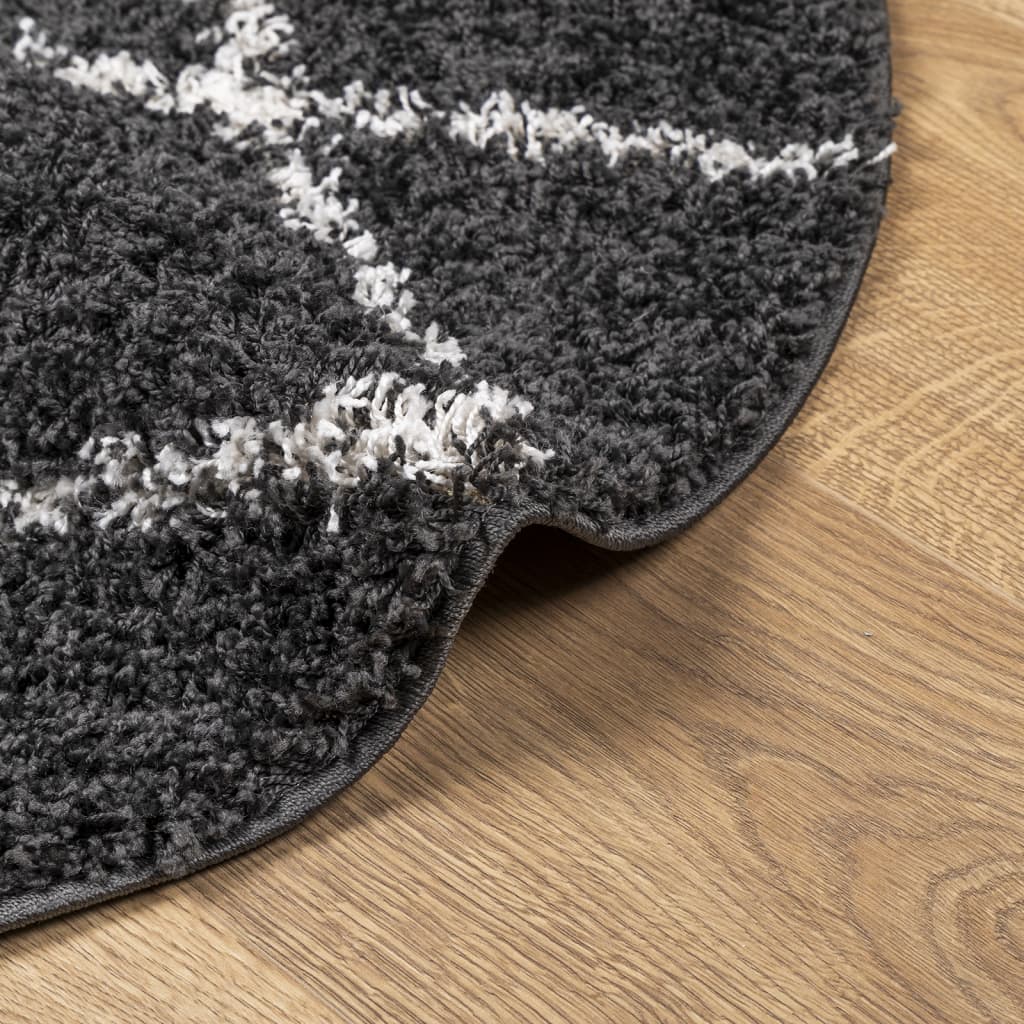 vidaXL Alfombra de pelo largo moderna PAMPLONA negro y crema Ø 280 cm