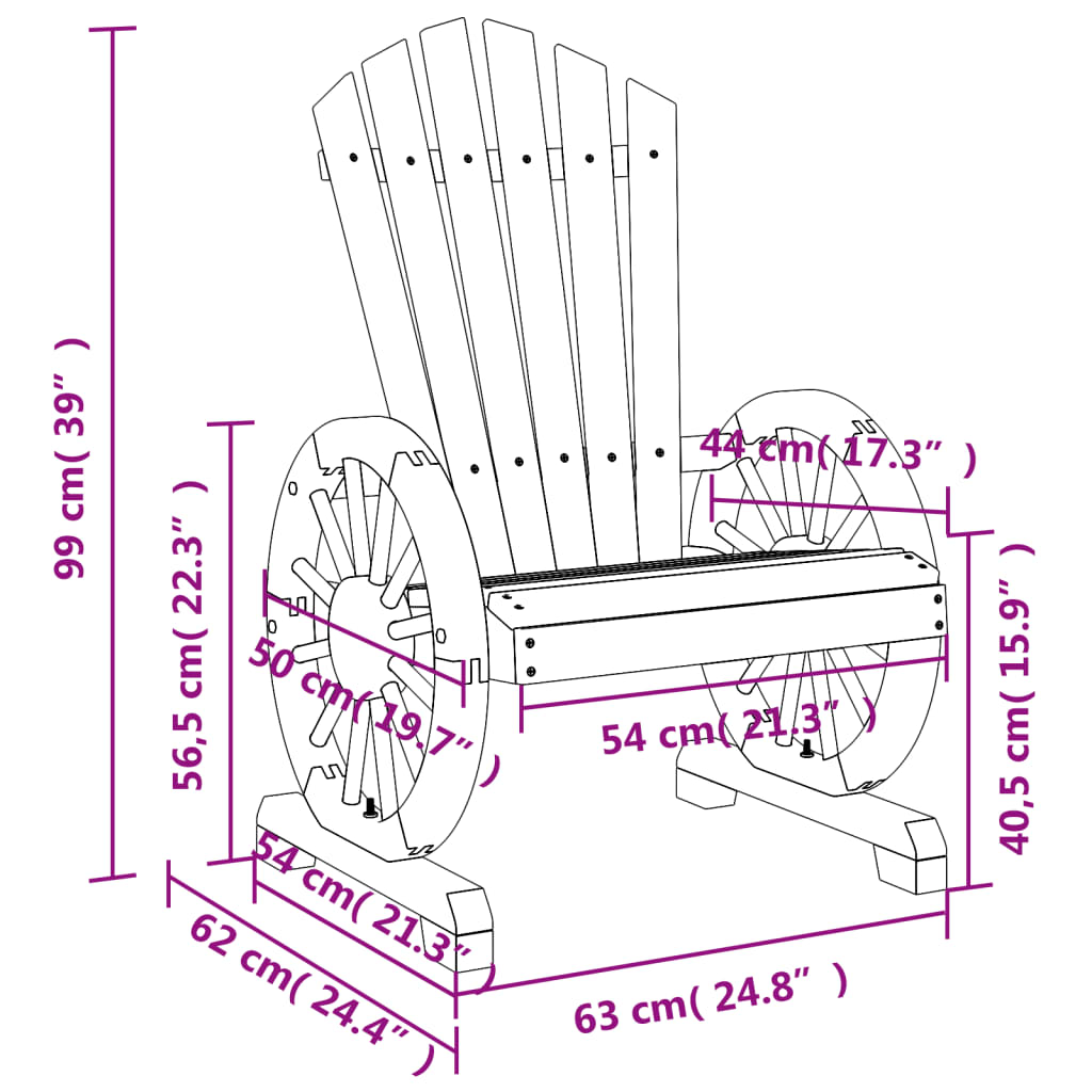 vidaXL Sillones de jardín Adirondack 4 uds madera maciza de abeto