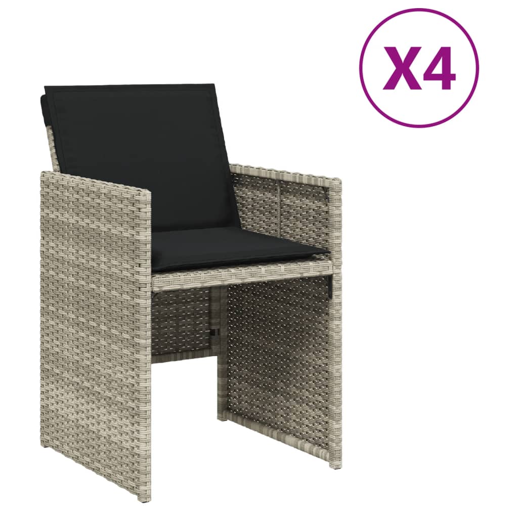 vidaXL Sillones de jardín con cojines 4 uds ratán sintético gris claro