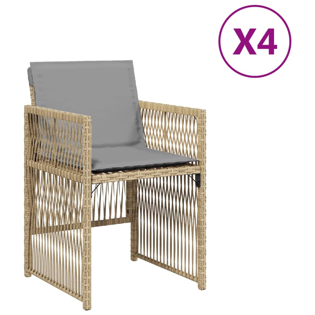 vidaXL Sillones jardín con cojines 4 uds ratán sintético beige mezcla