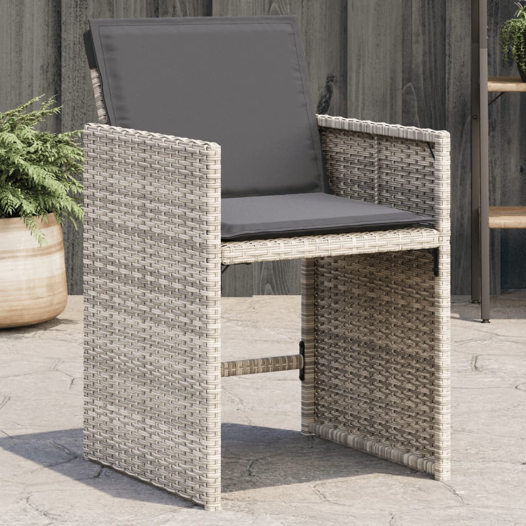 vidaXL Sillones de jardín con cojines 4 uds ratán sintético gris claro