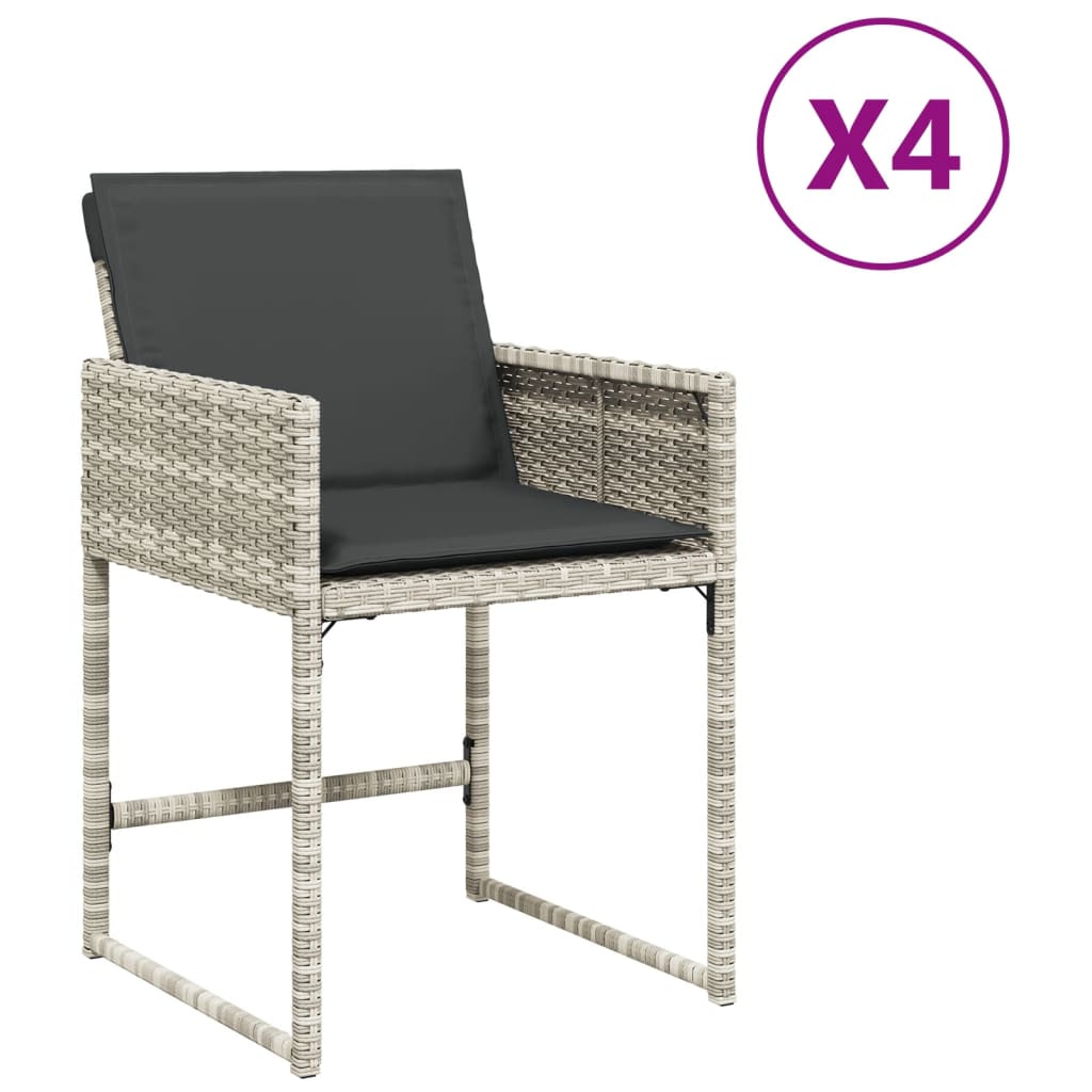 vidaXL Sillones de jardín con cojines 4 uds ratán sintético gris claro