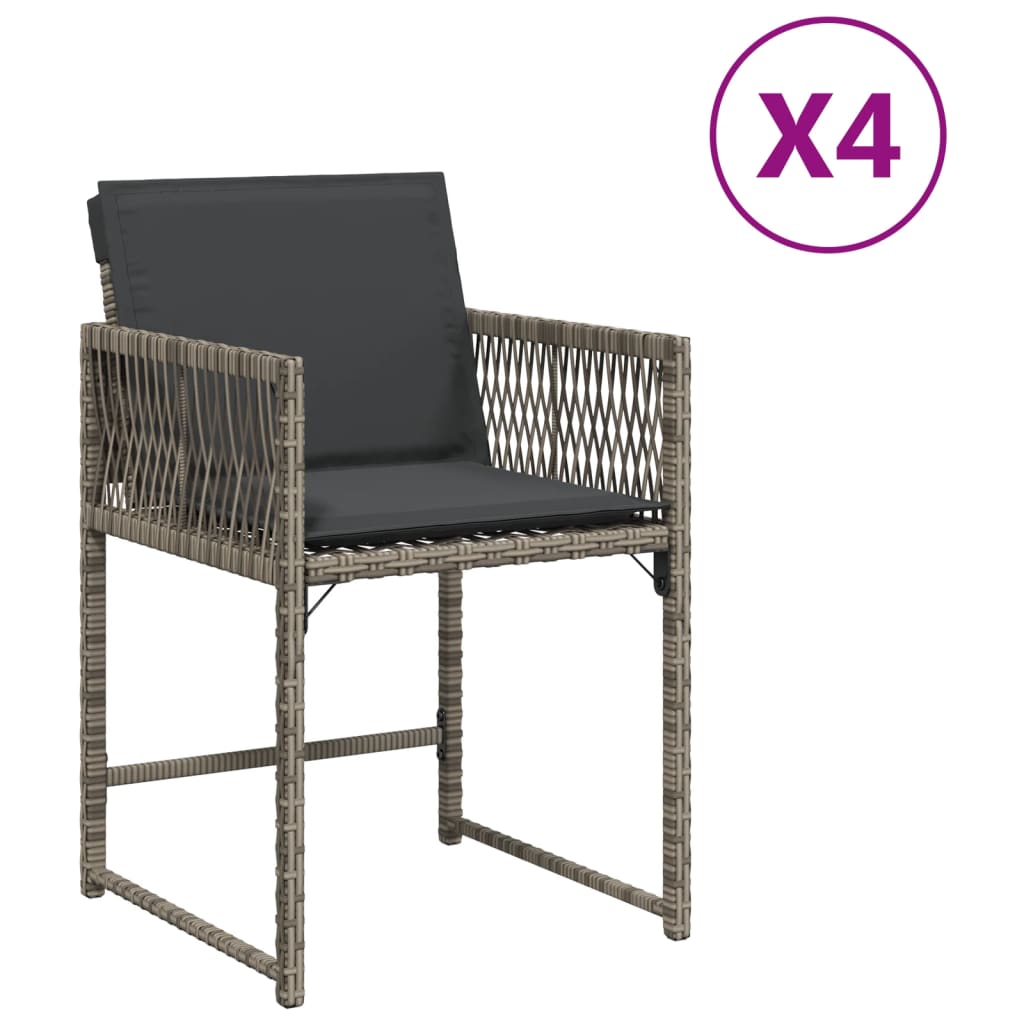 vidaXL Sillones de jardín con cojines 4 uds ratán sintético gris