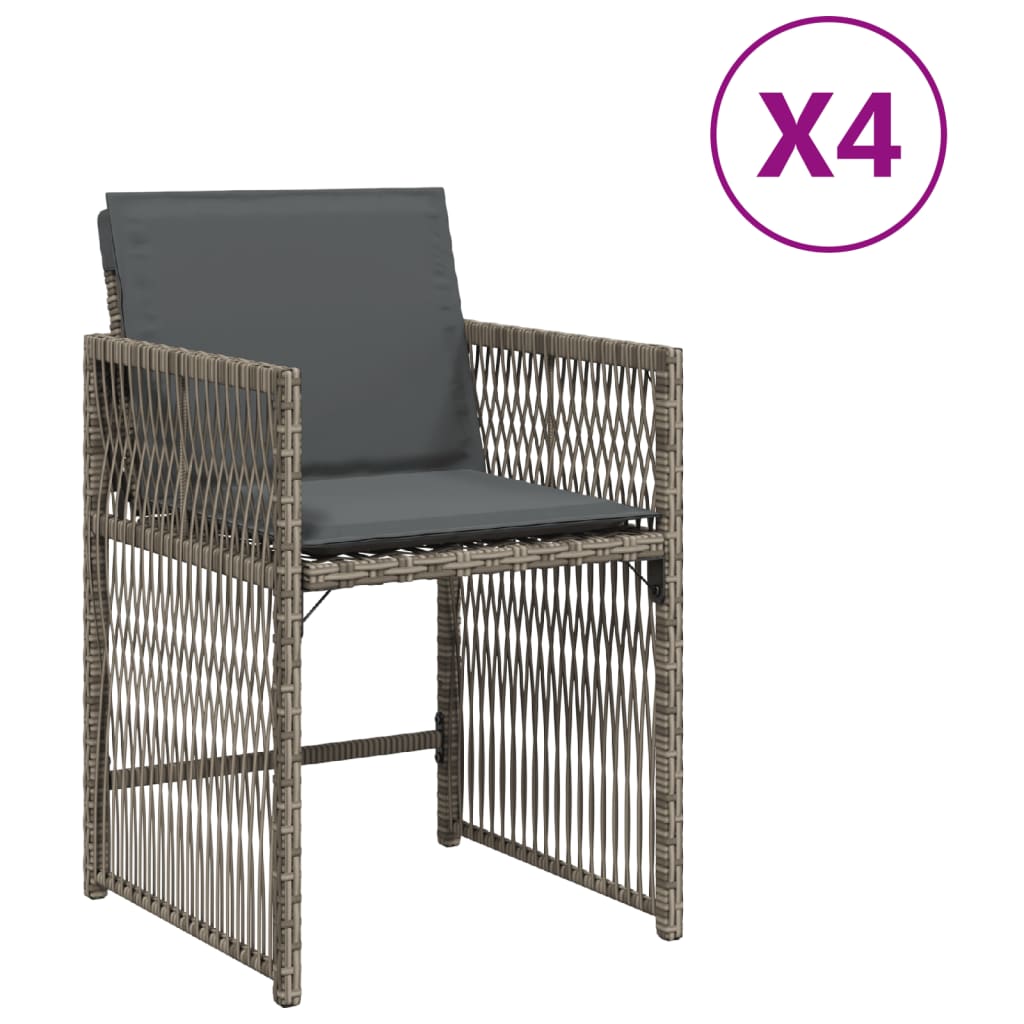 vidaXL Sillones de jardín con cojines 4 uds ratán sintético gris