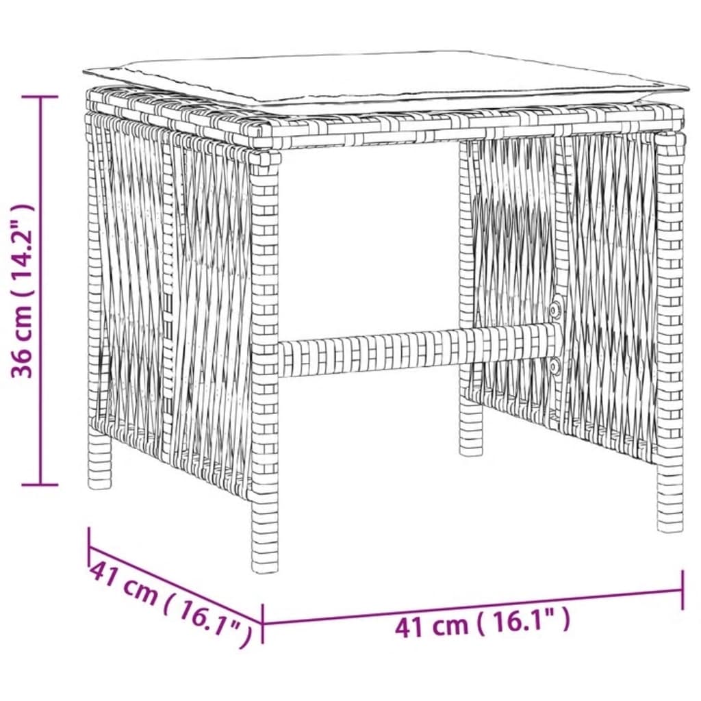 vidaXL Taburetes de jardín con cojines 4 uds ratán PE gris 41x41x36 cm