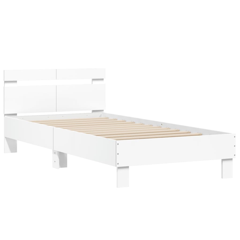 vidaXL Estructura cama con cabecero madera ingeniería blanco 100x200cm