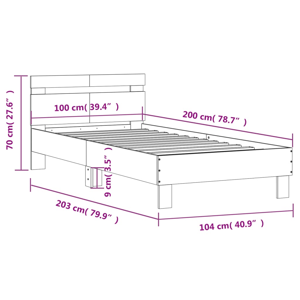 vidaXL Estructura cama con cabecero madera ingeniería blanco 100x200cm