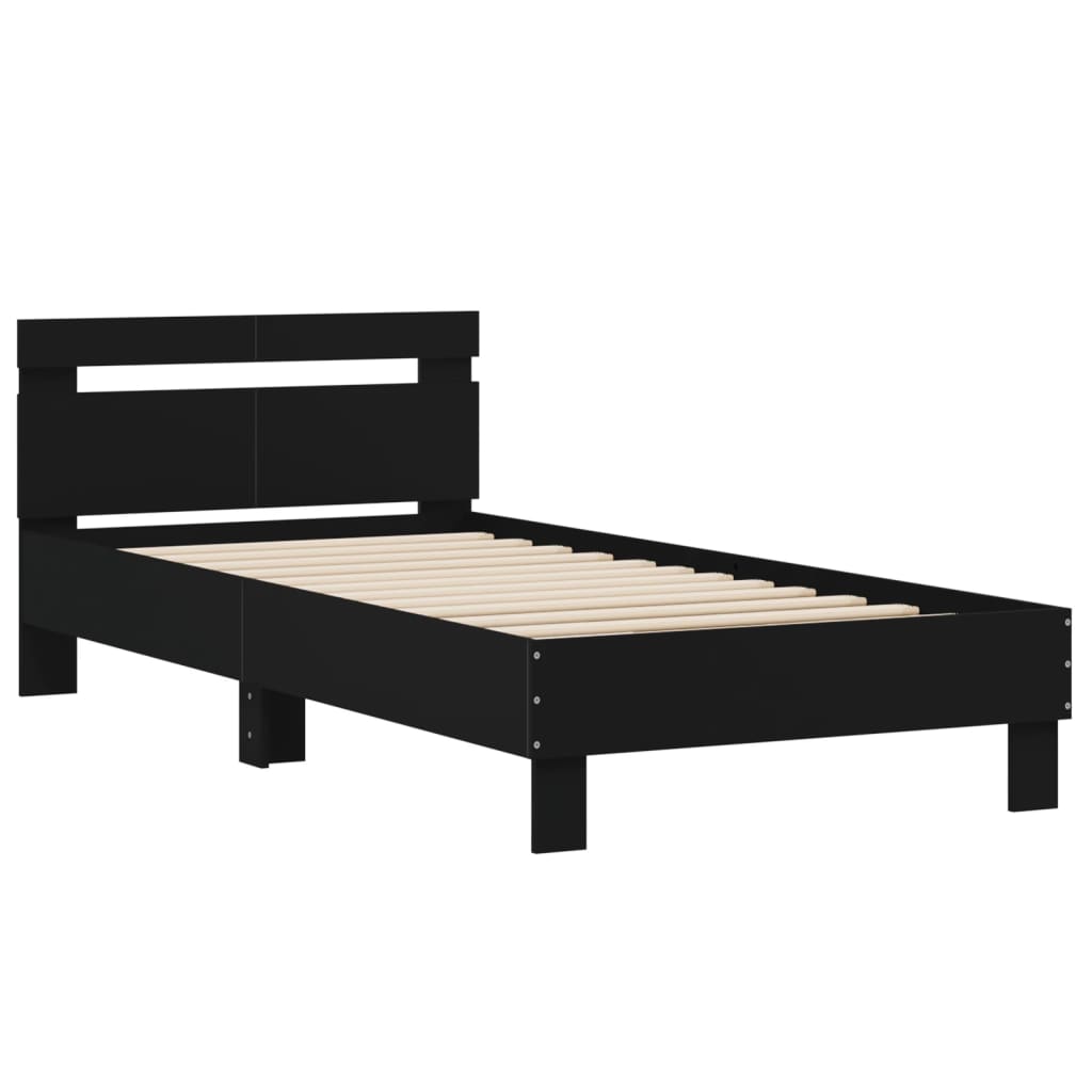 vidaXL Estructura cama con cabecero madera ingeniería negro 100x200 cm