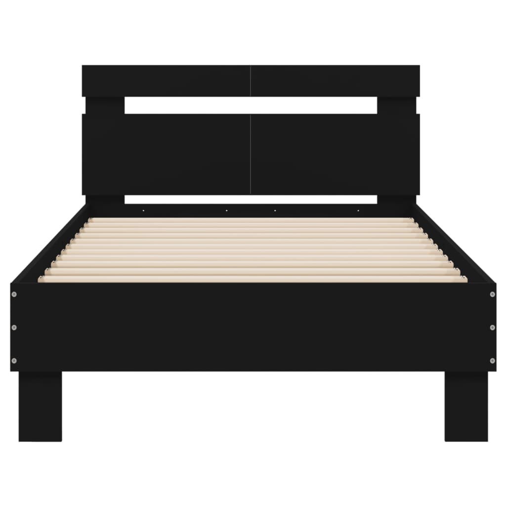 vidaXL Estructura cama con cabecero madera ingeniería negro 100x200 cm