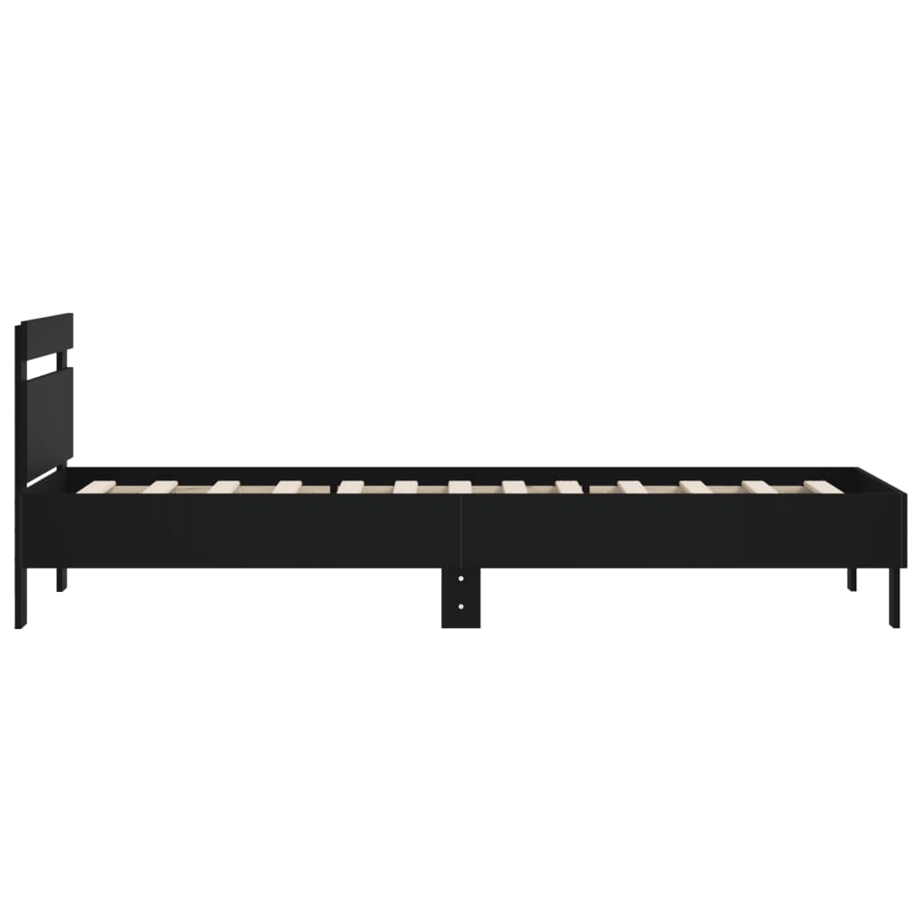 vidaXL Estructura cama con cabecero madera ingeniería negro 100x200 cm