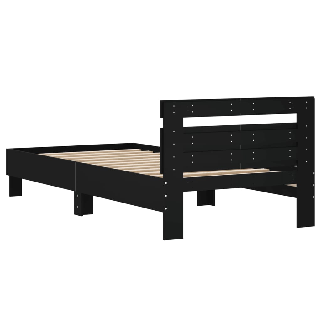 vidaXL Estructura cama con cabecero madera ingeniería negro 100x200 cm