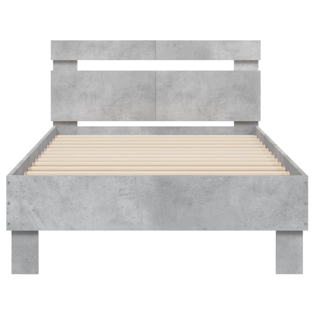 vidaXL Cama con cabecero madera de ingeniería gris hormigón 100x200 cm