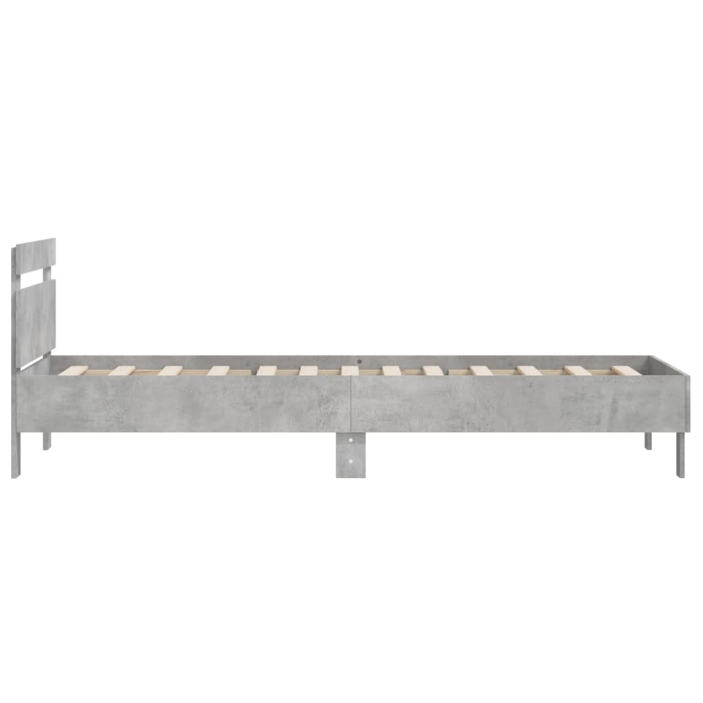 vidaXL Cama con cabecero madera de ingeniería gris hormigón 100x200 cm