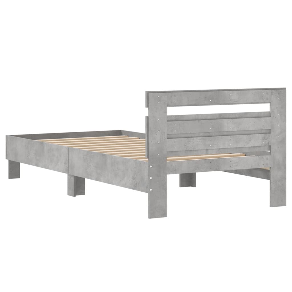 vidaXL Cama con cabecero madera de ingeniería gris hormigón 100x200 cm