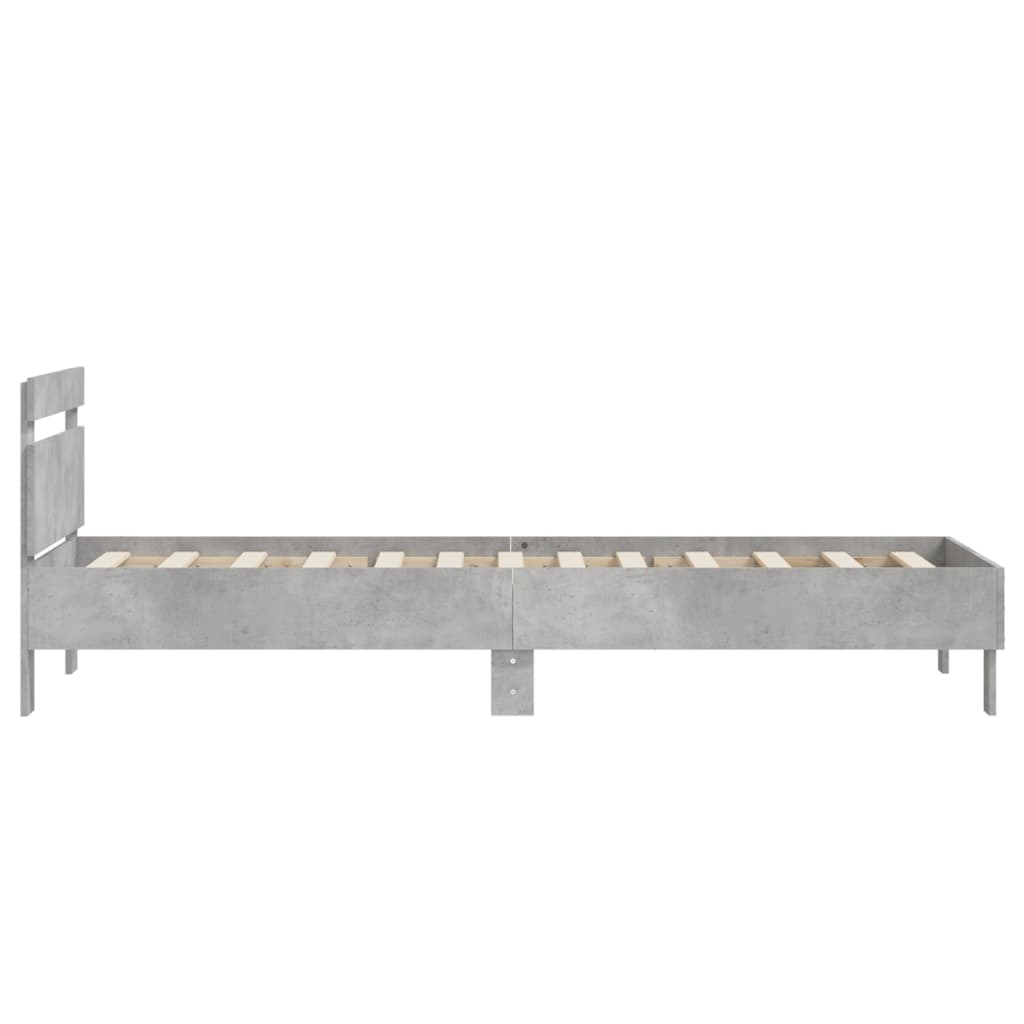 vidaXL Cama con cabecero madera de ingeniería gris hormigón 90x200 cm