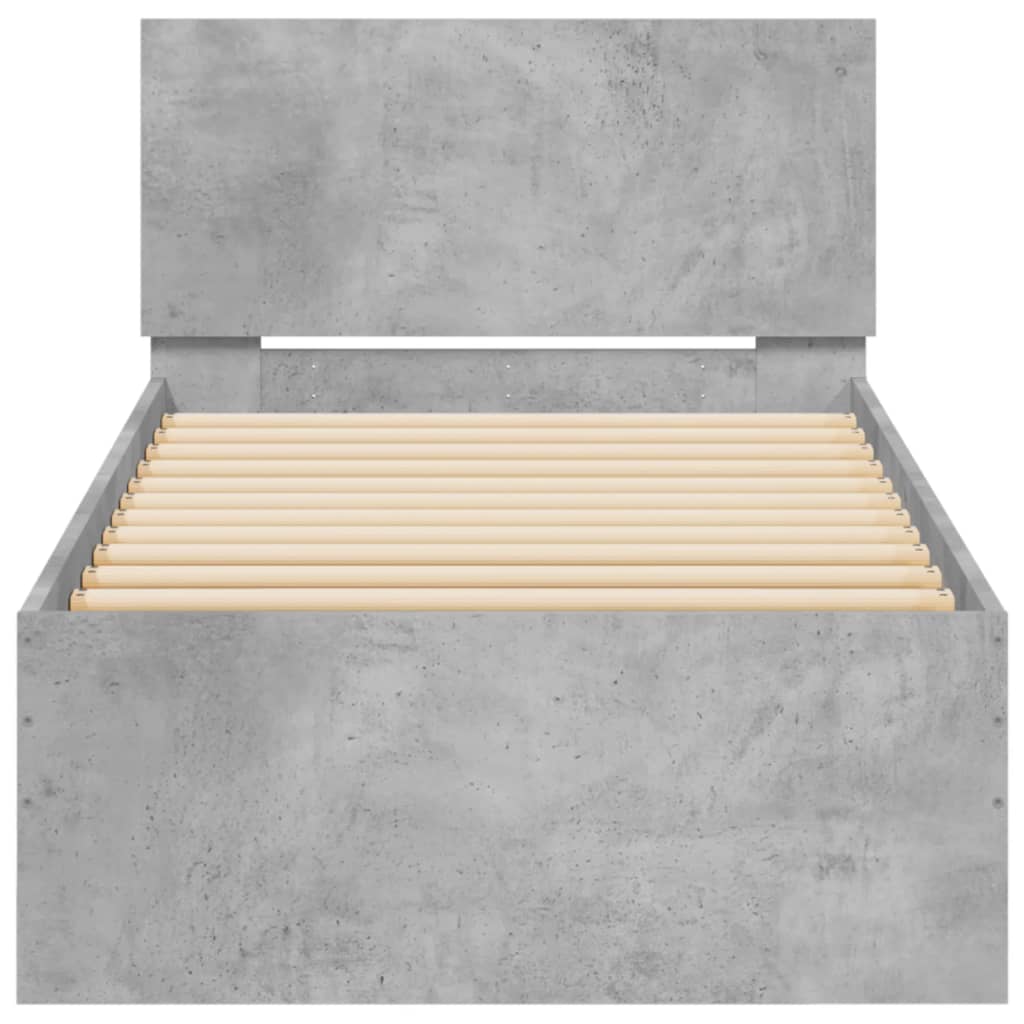 vidaXL Cama con cabecero madera de ingeniería gris hormigón 90x190 cm