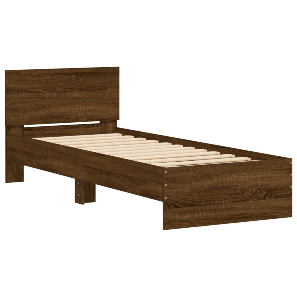 vidaXL Estructura cama con cabecero sin colchón marrón roble 90x190 cm