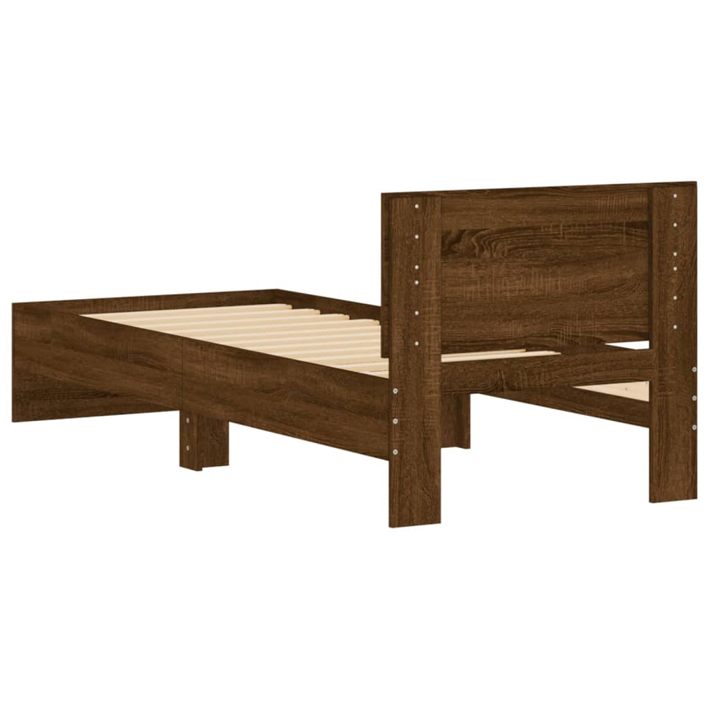 vidaXL Estructura cama con cabecero sin colchón marrón roble 90x190 cm