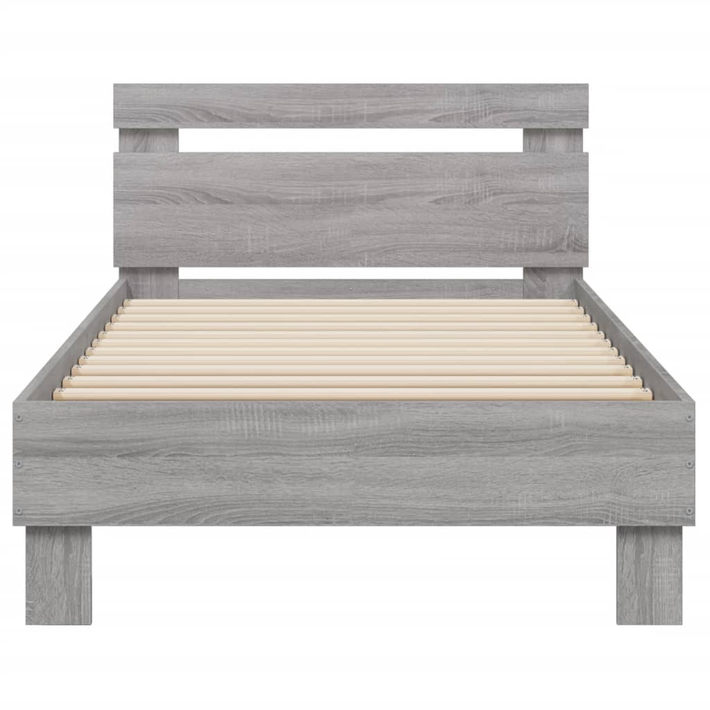 vidaXL Estructura de cama cabecero luces LED gris Sonoma 90x200 cm