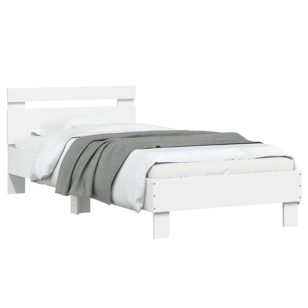 vidaXL Estructura de cama con cabecero y luces LED blanco 90x190 cm