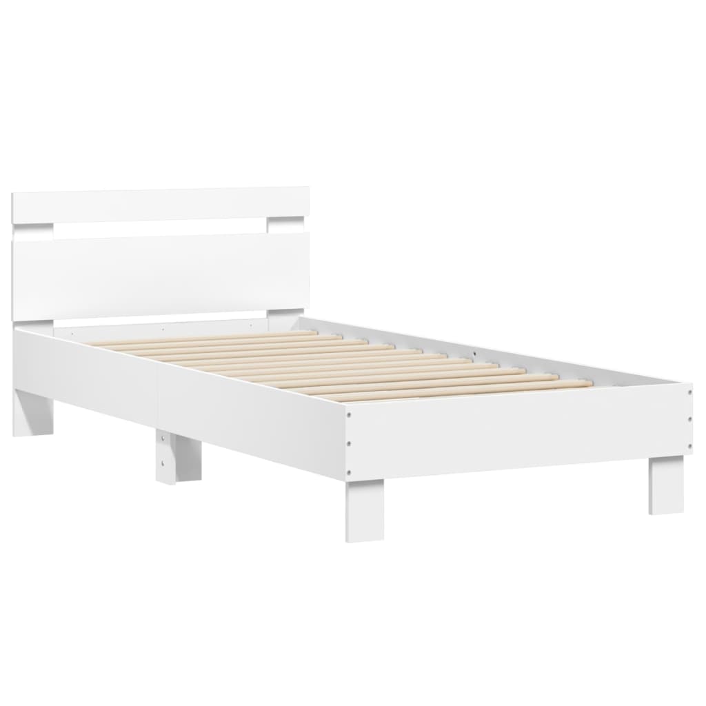 vidaXL Estructura de cama con cabecero y luces LED blanco 90x190 cm