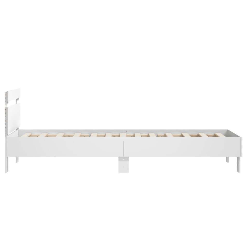 vidaXL Estructura de cama con cabecero y luces LED blanco 90x190 cm