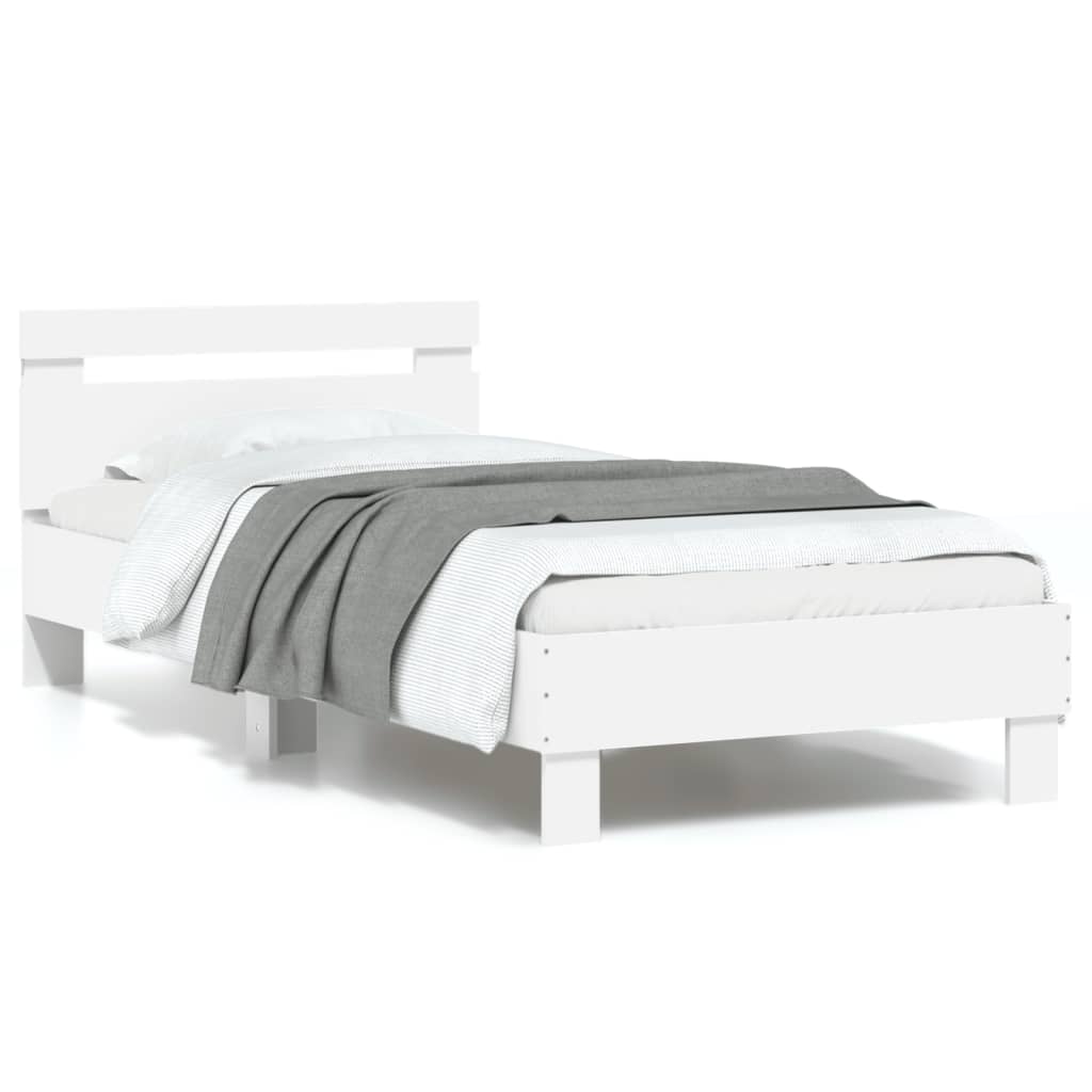 vidaXL Estructura de cama con cabecero y luces LED blanco 90x190 cm