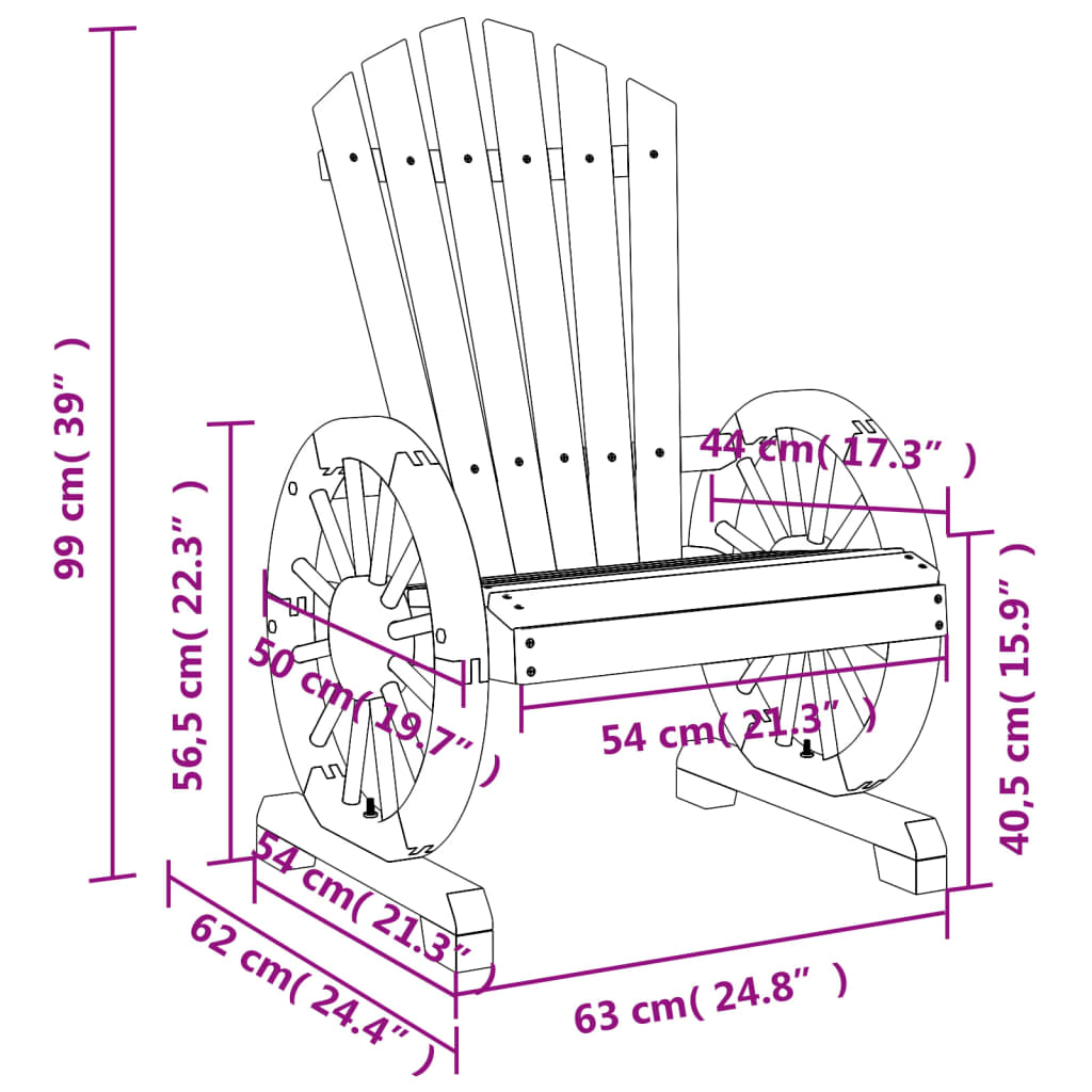 vidaXL Sillones de jardín Adirondack 2 uds madera maciza de abeto