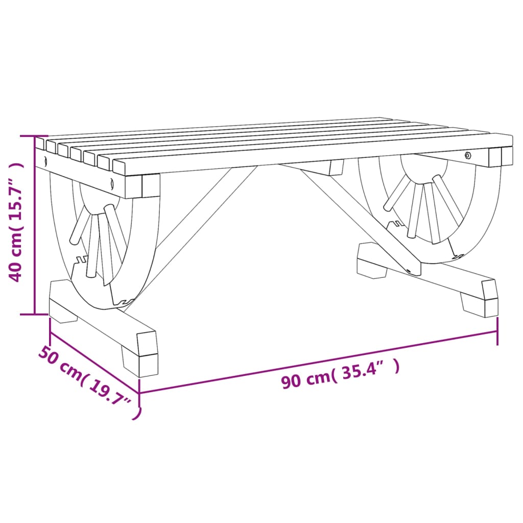 vidaXL Mesa de centro de jardín madera maciza abeto 90x50x40 cm