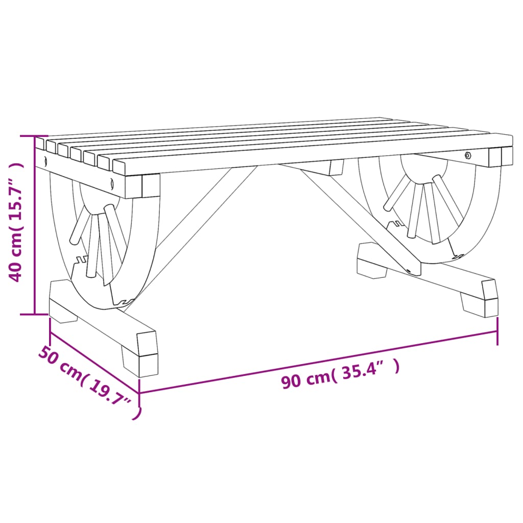 vidaXL Mesa de centro de jardín madera maciza abeto 90x50x40 cm