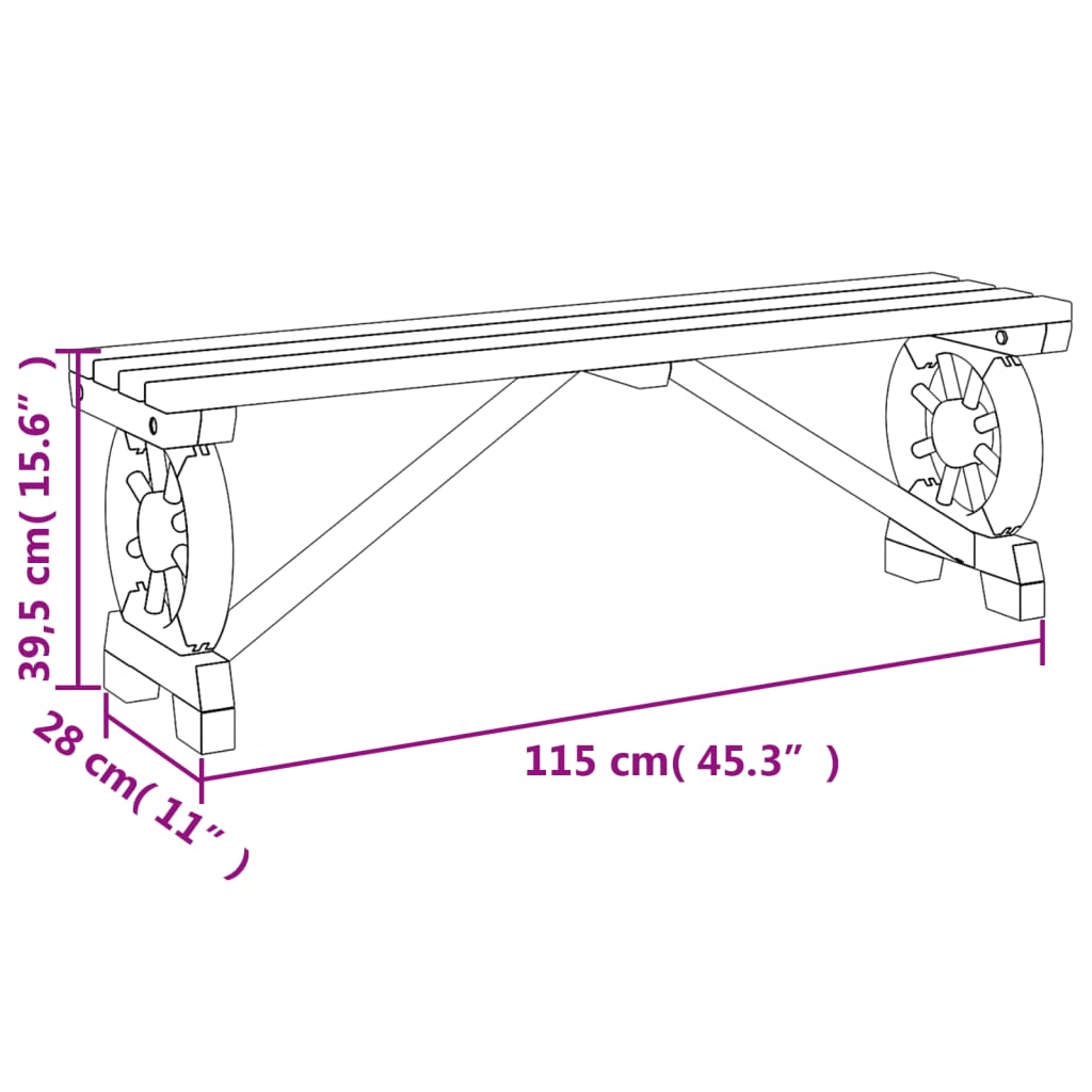 vidaXL Banco de jardín madera maciza abeto 115 cm