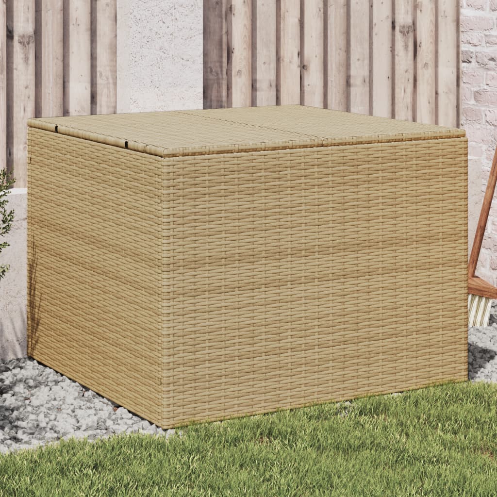 vidaXL Caja de almacenaje de jardín ratán sintético beige mezcla 291L