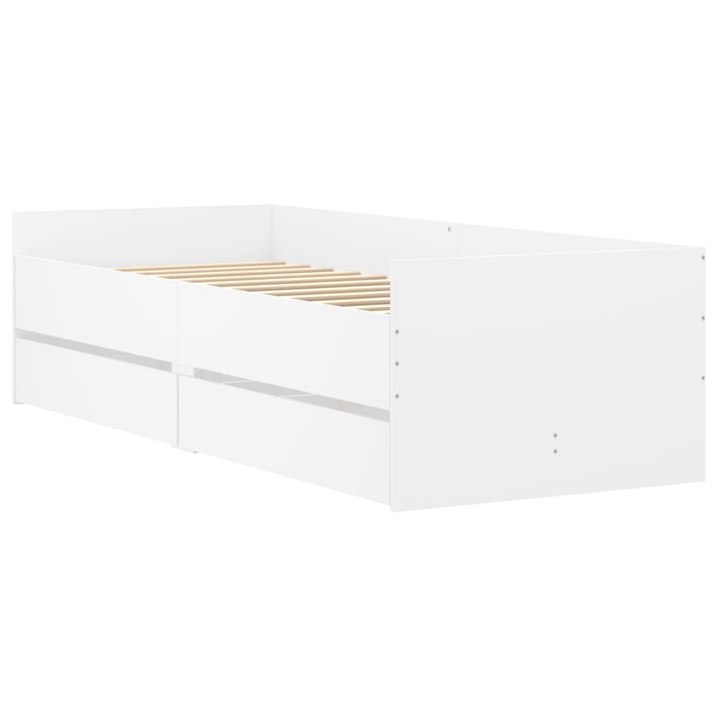 vidaXL Estructura de cama con cajones blanco 90x200 cm