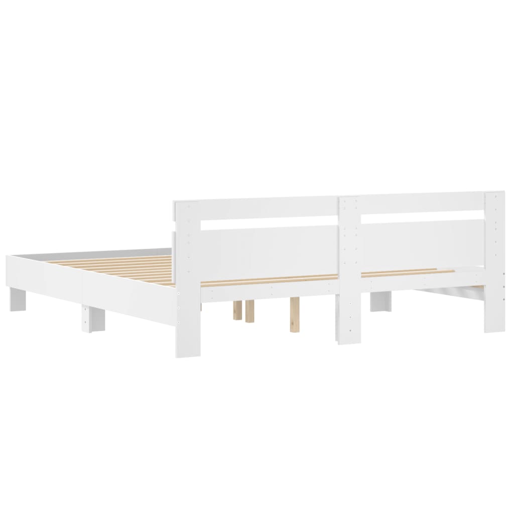 vidaXL Estructura cama con cabecero madera ingeniería blanco 200x200cm